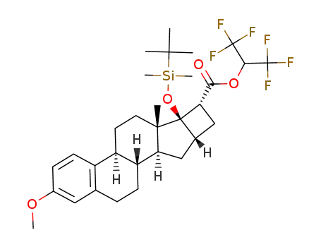 (4bS,6aS,6bR,7R,8aS,9aS,9bR)-6b-(tert-Butyl-dimethyl-silanyloxy)-2-methoxy-6a-methyl-5,6,6a,6b,7,8,8a,9,9a,9b,10,11-dodecahydro-4bH-cyclobuta[3,4]cyclopenta[1,2-a]phenanthrene-7-carboxylic acid 2,2,2-trifluoro-1-trifluoromethyl-ethyl ester