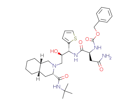 (-)-(3S,4aS,8aS,2'R,3'R)-{1-[3-(3-tert-butyl-carbamoyl-decahydro-isoquinolin-2-yl)-2-hydroxy-1-thiophen-2-yl-propylcarbamoyl]-2-carbamoyl-ethyl}-carbamic acid bezyl ester
