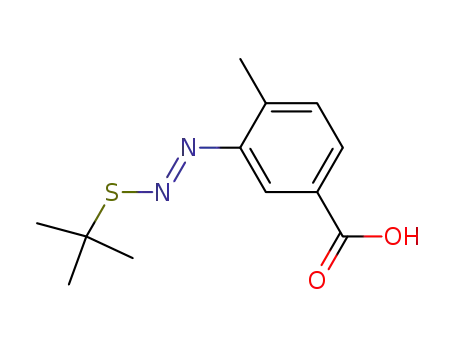 Molecular Structure of 478169-77-6 (Benzoic acid, 3-[(1E)-[(1,1-dimethylethyl)thio]azo]-4-methyl-)