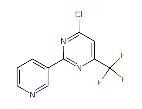 Molecular Structure of 204394-69-4 (Pyrimidine, 4-chloro-2-(3-pyridinyl)-6-(trifluoromethyl)-)