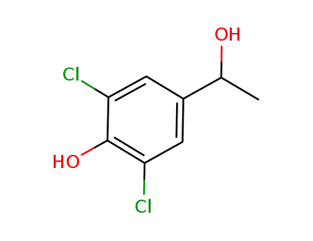 Molecular Structure of 154639-00-6 (Benzenemethanol, 3,5-dichloro-4-hydroxy-a-methyl-)