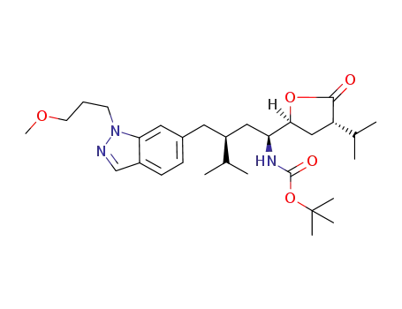 tert-butyl (1S,3S)-1-((2S,4S)-4-isopropyl-5-oxotetrahydrofuran-2-yl)-3-((1-(3-methoxypropyl)-1H-indazol-6-yl)methyl)-4-methylpentylcarbamate