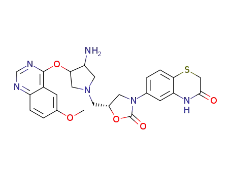 6-{(R)-5-[(3R*,4R*)-3-amino-4-(6-methoxy-quinazolin-4-yloxy)-pyrrolidin-1-ylmethyl]-2-oxo-oxazolidin-3-yl}-4H-benzo[1,4]thiazin-3-one