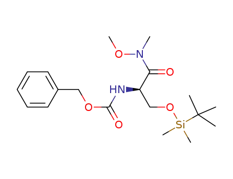 Molecular Structure of 160349-51-9 ((R)-2-(CBZ-AMINO)-3-(TERT-BUTYL-DIMETHYLSILYLOXY)-N-METHOXY-N-METHYLPROPANAMIDE)