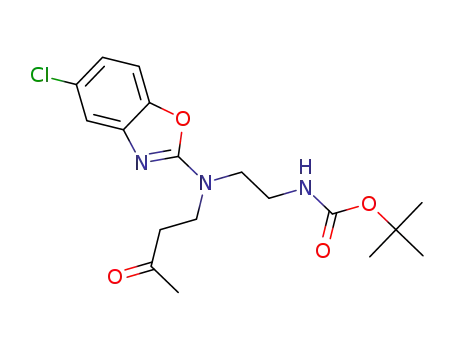Molecular Structure of 1276666-10-4 (tert-butyl 2-((5-chlorobenzo[d]oxazol-2-yl)(3-oxobutyl)amino)ethylcarbamate)