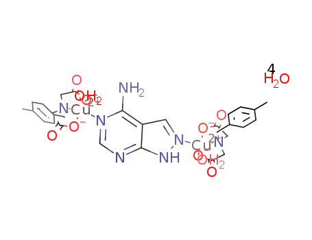[Cu2(N-(p-methylbenzyl)iminodiacetate)2(μ2-N1,N8-4-aminopyrazolo[3,4-d]pyrimidine)(water)2]*4water