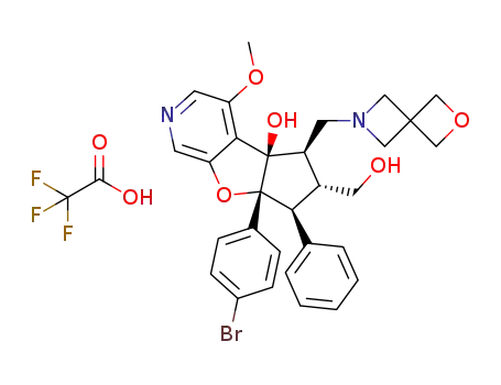 rac-(4bR,5R,6R,7S,7aR)-5-((2-oxa-6-azaspiro[3.3]heptan-6-yl)methyl)-7a-(4-bromophenyl)-6-(hydroxymethyl)-4-methoxy-7-phenyl-5,6,7,7a-tetrahydro-4bH-cyclopenta[4,5]furo[2,3-c]pyridin-4b-ol trifluoroacetic acid