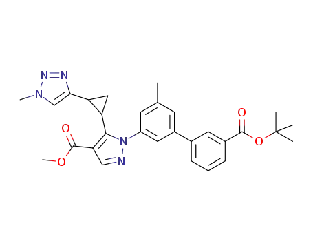 methyl 1-(3'-(tert-butoxycarbonyl)-5-methyl-[1,1,-biphenyl]-3-yl)-5-(2-(1-methyl-1H-1,2,3-triazol-4-yl)cyclopropyl)-1H-pyrazole-4-carboxylate
