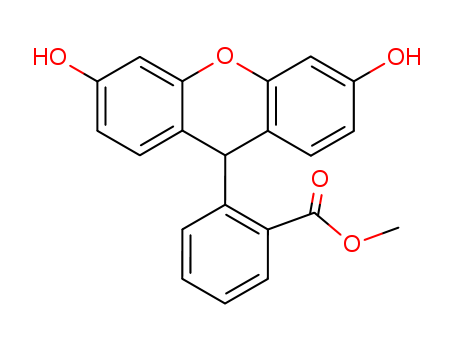 Molecular Structure of 136205-88-4 (Benzoic acid, 2-(3,6-dihydroxy-9H-xanthen-9-yl)-, methyl ester)