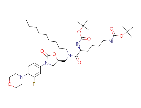di-tert-butyl ((5s)-6-(((3-(3-fluoro-4-morpholinophenyl)-2-oxooxazolidin-5-yl)methyl) (octyl)amino)-6-oxohexane-1,5-diyl)dicarbamate