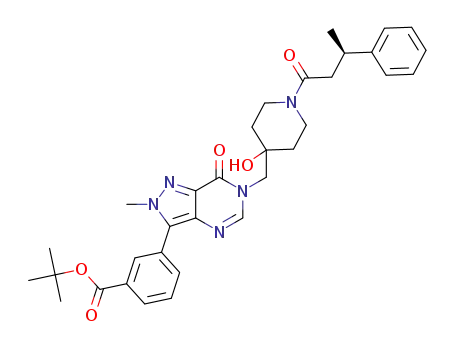 tert-butyl (R)-3-(6-((4-hydroxy-1-(3-phenylbutanoyl)piperidin-4-yl)methyl)-2-methyl-7-oxo-6,7-dihydro-2H-pyrazolo[4,3-d]pyrimidin-3-yl)benzoate