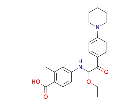 4-((1-ethoxy-2-oxo-2-(4-(piperidin-1-yl)phenyl)ethyl)amino)-2-methylbenzoic acid
