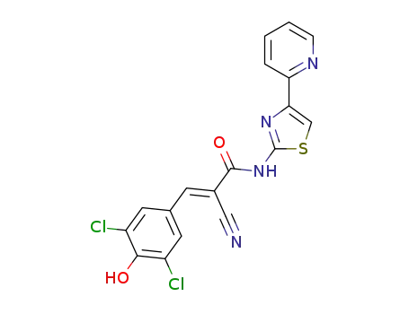 (E)-2-cyano-3-(3,5-dichloro-4-hydroxyphenyl)-N-(4-(pyridin-2-yl)thiazol-2-yl)acrylamide
