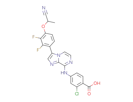 2-chloro-4-((3-(4-(1-cyanoethoxyl)-2,3-difluorophenyl)imidazo[1,2-a]pyrazin-8-yl)amino)benzoic acid