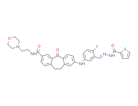 8-((4-fluoro-3-((2-(thiophene-2-carbonyl)hydrazineylidene)methyl)phenyl)amino)-N-(2-morpholinoethyl)-5-oxo-10,11-dihydro-5H-dibenzo[a,d][7]annulene-3-carboxamide