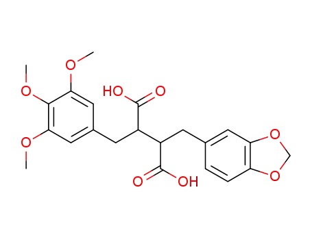 Molecular Structure of 139747-16-3 (Butanedioic acid,
2-(1,3-benzodioxol-5-ylmethyl)-3-[(3,4,5-trimethoxyphenyl)methyl]-)
