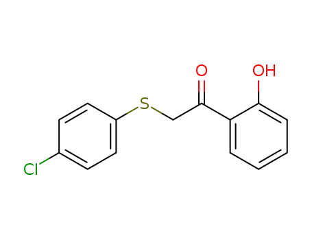 Molecular Structure of 113272-14-3 (Ethanone, 2-[(4-chlorophenyl)thio]-1-(2-hydroxyphenyl)-)