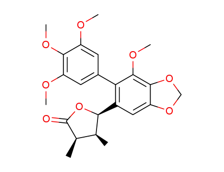 Molecular Structure of 139068-10-3 (2(3H)-Furanone,dihydro-5-[7-methoxy-6-(3,- 4,5-trimethoxyphenyl)-1,3-benzodioxol-5-yl]- 3,4-dimethyl-,(3R,4S,5R)-rel- )