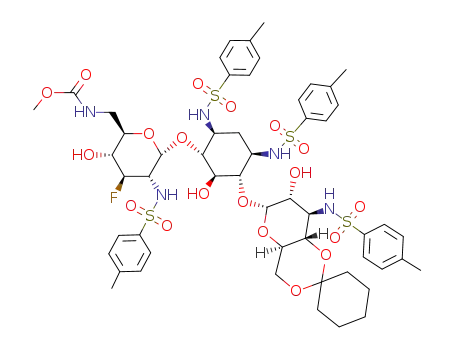 4'',6''-O-Cyclohexylidene-3'-deoxy-3'-fluoro-6'-N-methoxycarbonyl-1,3,2',3''-tetra-N-tosylkanamycin B