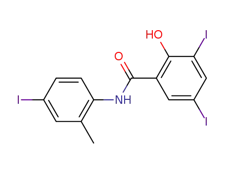 Molecular Structure of 90426-00-9 (Benzamide, 2-hydroxy-3,5-diiodo-N-(4-iodo-2-methylphenyl)-)