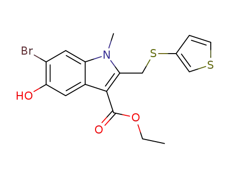 1-methyl-2-(thienyl-3')-thiomethyl-3-ethoxycarbonyl-5-hydroxy-6-bromoindole