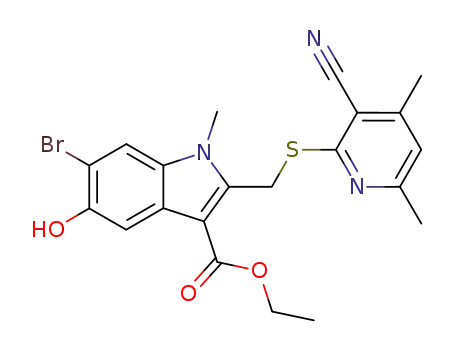 1-methyl-2-(3'-cyano-4',6'-dimethylpyridyl-2')-thiomethyl-3-ethoxycarbonyl-5-hydroxy-6-bromoindole