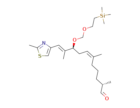Molecular Structure of 380605-84-5 (6,10-Undecadienal,
2,6,10-trimethyl-11-(2-methyl-4-thiazolyl)-9-[[2-(trimethylsilyl)ethoxy]meth
oxy]-, (2S,6Z,9S,10E)-)