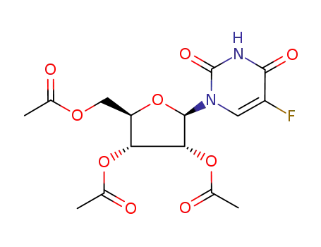 Molecular Structure of 55474-11-8 (5-fluoro-1-(2,3,5-tri-O-acetylpentofuranosyl)pyrimidine-2,4(1H,3H)-dione)