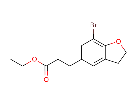 Molecular Structure of 196597-67-8 (Ethyl 3-(7-Bromo-2,3-dihydro-1-benzofuran-5-yl)propanoate)