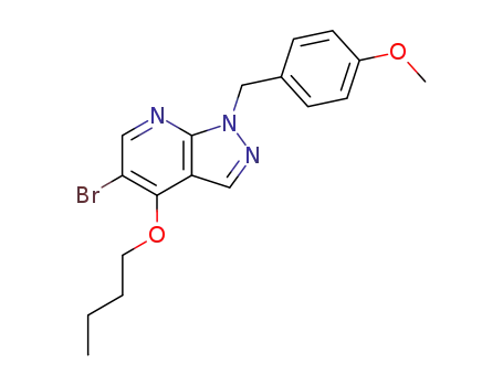 Molecular Structure of 370866-03-8 (1H-Pyrazolo[3,4-b]pyridine,
5-bromo-4-butoxy-1-[(4-methoxyphenyl)methyl]-)