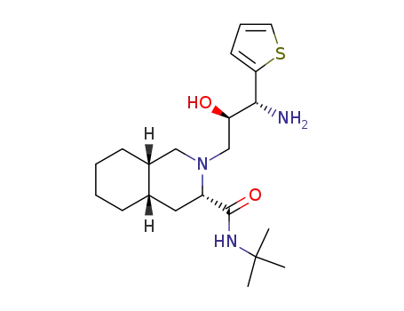 (-)-(3S,4aS,8aS,2'R,3'R)-[3'-amino-2'-hydroxy-3'-(thiophen-2-yl)-propyl]-decahydro-isoquinoline-3-carboxylic acid tert-butylamide
