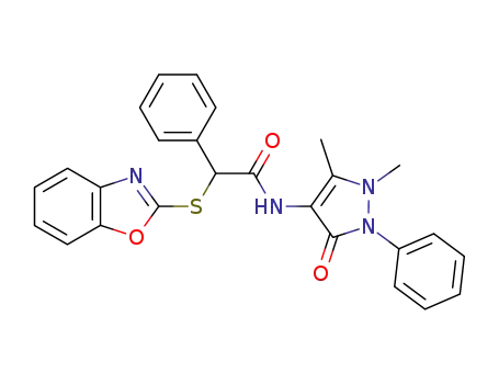 2-(benzooxazol-2-ylsulfanyl)-N-(1,5-dimethyl-3-oxo-2-phenyl-2,3-dihydro-1H-pyrazol-4-yl)-2-phenyl-acetamide