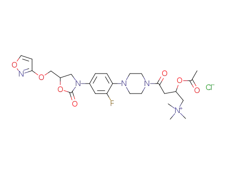3-(4-(4-((3R)-3-Acetoxy-4-trimethylammoniobutanoyl)piperazin-1-yl)-3-fluorophenyl)-5(R)-(isoxazol-3-yloxymethyl)oxazolidin-2-one chloride