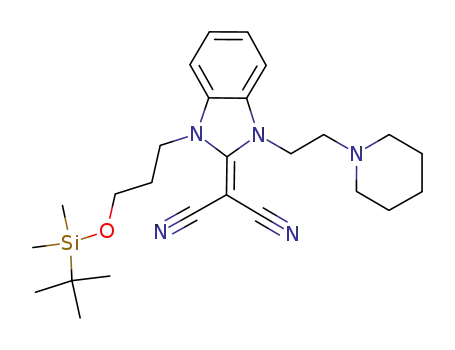 {1-[3-(tert-butyldimethylsilyloxy)propyl]-3-(2-piperidinoethyl)benzimidazolidin-2-ylidene}malononitrile