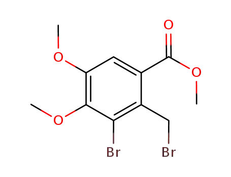 Molecular Structure of 1042722-41-7 (Methyl 3-bromo-2-(bromomethyl)-4,5-dimethoxybenzoate)