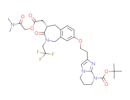 (N,N-dimethylaminocarbonyl)methyl (4S)-3-oxo-8-[2-(8-tert-butoxycarbonyt-5,6,7,8-tetrahydroimidazo[1,2-a]pyrimidin-2-yl)ethoxy]-2-(2,2,2-trifluooroethyl)-2,3,4,5-tetrahydro-1H-2-benzazep in-4-acetate