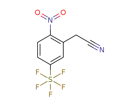 Molecular Structure of 1309569-29-6 ((2-Nitro-5-(pentafluorosulfanyl)phenyl)acetonitrile)
