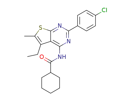 N-(2-(4-chlorophenyl)-5-ethyl-6-methylthieno[2,3-d]pyrimidin-4-yl)cyclohexanecarboxamide