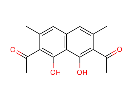 Molecular Structure of 100198-05-8 (Ethanone, 1,1'-(1,8-dihydroxy-3,6-dimethyl-2,7-naphthalenediyl)bis-)