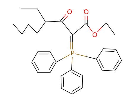 Molecular Structure of 62251-85-8 (Octanoic acid, 4-ethyl-3-oxo-2-(triphenylphosphoranylidene)-, ethyl
ester)