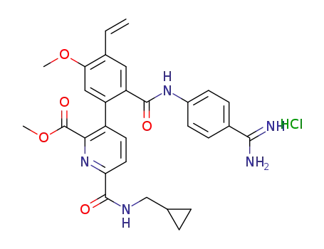 methyl 3-(2-((4-carbamimidoylphenyl)carbamoyl)-5-methoxy-4-vinylphenyl)-6-((cyclopropylmethyl)-carbamoyl)picolinate hydrochloride
