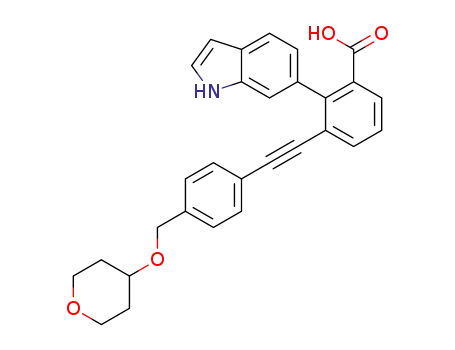 2-(1H-indol-6-yl)-3-[4-(tetrahydro-pyran-4-yloxymethyl)phenylethynyl]benzoic acid