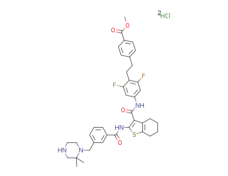 methyl 4-[2-[4-[[2-[[3-[(2,2-dimethylpiperazin-1-yl)methyl]benzoyl]amino]-4,5,6,7-tetrahydrobenzothiophene-3-carbonyl]amino]-2,6-difluorophenyl]ethyl]benzoate dihydrochloride