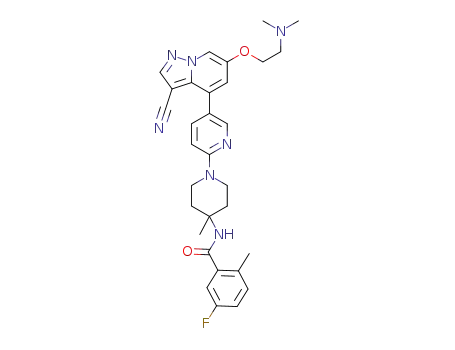 N-(1-(5-(3-cyano-6-(2-(dimethylamino)ethoxy)pyrazolo[1,5-a]pyridin-4-yl)pyridin-2-yl)-4-methylpiperidin-4-yl)-5-fluoro-2-methylbenzamide