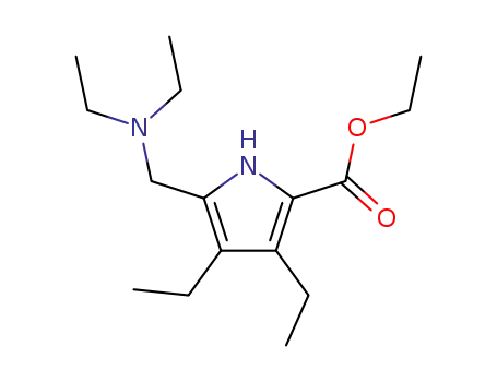 Molecular Structure of 60223-98-5 (1H-Pyrrole-2-carboxylic acid, 5-[(diethylamino)methyl]-3,4-diethyl-, ethyl
ester)