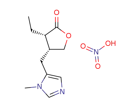 2(3H)-Furanone, 3-ethyldihydro-4-[(1-methyl-1H-imidazol-5-yl)methyl]-, (3S,4R)-, nitrate (1:1)