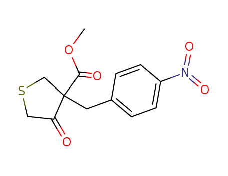 Molecular Structure of 84782-87-6 (3-Thiophenecarboxylic acid, tetrahydro-3-[(4-nitrophenyl)methyl]-4-oxo-,
methyl ester)