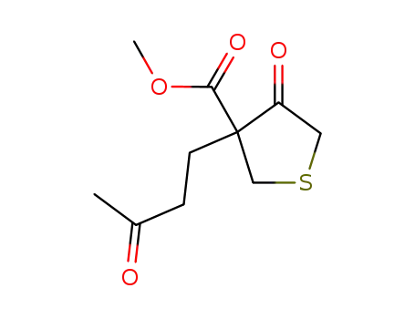 Molecular Structure of 85696-91-9 (3-Thiophenecarboxylic acid, tetrahydro-4-oxo-3-(3-oxobutyl)-, methyl
ester)