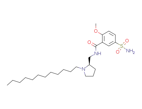 Molecular Structure of 140237-05-4 (Benzamide,
5-(aminosulfonyl)-N-[(1-dodecyl-2-pyrrolidinyl)methyl]-2-methoxy-, (R)-)