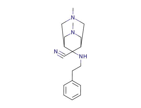 Molecular Structure of 144054-89-7 (3,7-Diazabicyclo[3.3.1]nonane-9-carbonitrile,
3,7-dimethyl-9-[(2-phenylethyl)amino]-)